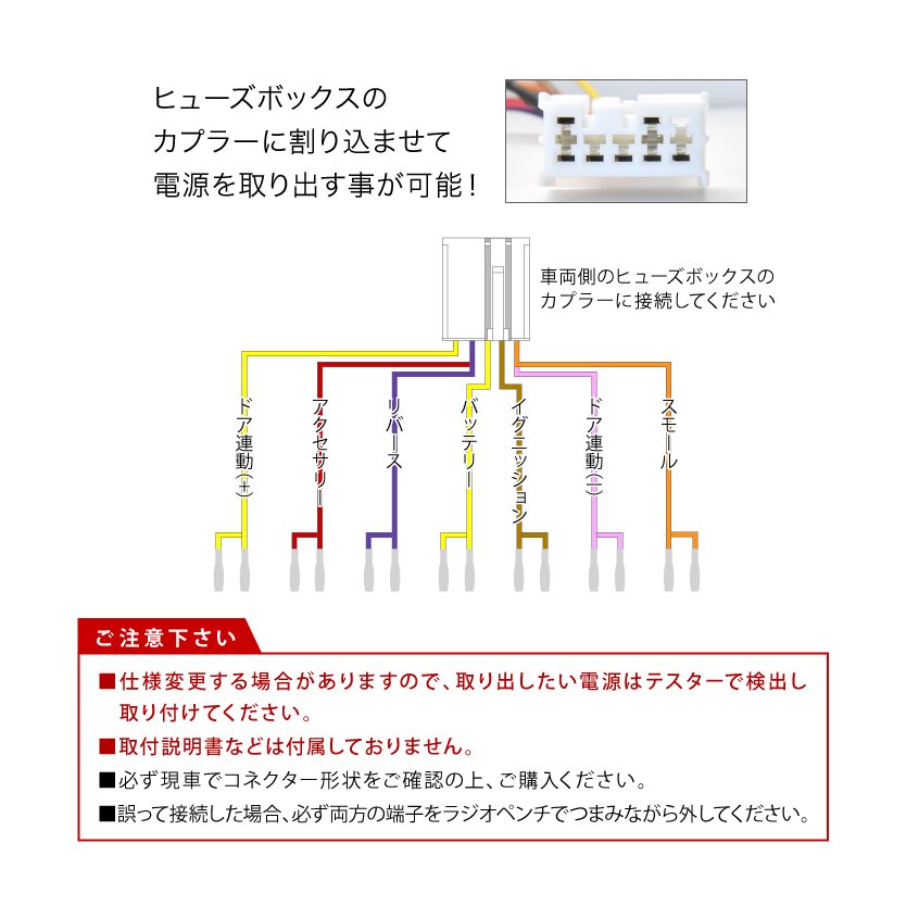 FR4 FR5 ジェイド ヒューズボックス 電源取出しハーネス カプラー ホンダ用 3