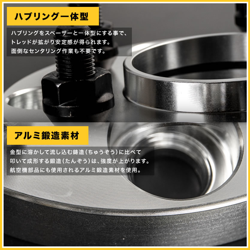 GA4/GA6 キャパ ハブ付きワイドトレッドスペーサー+15mm ワイトレ 2枚組 PCD100 ハブ径56mm 4穴 W52