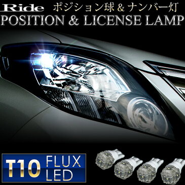KCH/VCH10系 グランドハイエース [H11.8〜H14.5] RIDE LED T10 ポジション球&ナンバー灯 4個 ホワイト