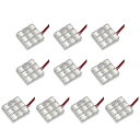 10個セット●● 12V FLUX9連 3×3 LED 基板 端子形状T10×28mm ルームランプ ホワイト(2)