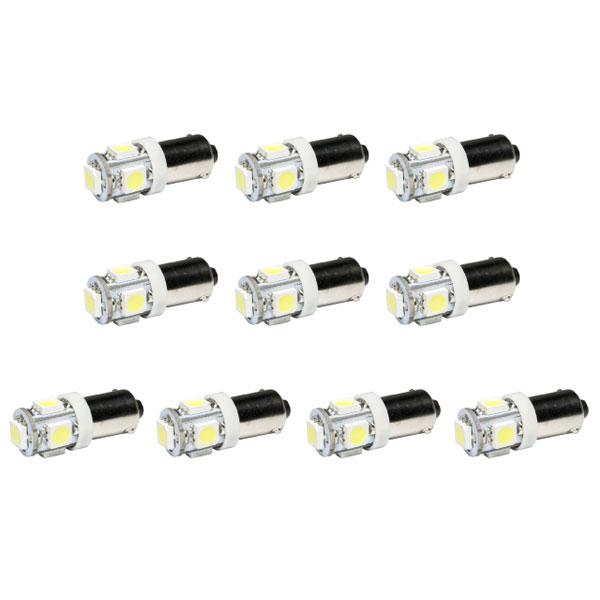 10個セット●● 12V SMD5連 G14 (BA9s T8.5) LED 電球 ホワイト 無極性