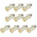 10個セット●● 12V 24V 兼用 LED シャンデリア 電球色 S25 G18 BA15s 5050 SMD 24連 平行ピン 暖色 トラック バス デコトラ