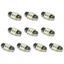 10個セット●● 12V SMD6連 T10×28mm LED 電球 両口金 ルームランプ ホワイト