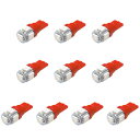 10個セット●● 12V カラーLED レッド 赤 SMD 5連 T10 LED ウェッジ球