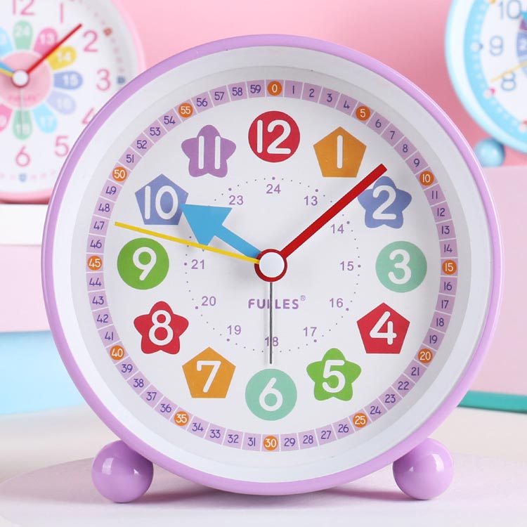目覚まし時計 4インチ アラーム 寝室 知育時計 学生 かわいい 子供 おしゃれ ライト アナログ 金属 置き時計 知育時計 北欧 シンプル 静音 起きれる ピンク 知育目覚まし時計 [3]