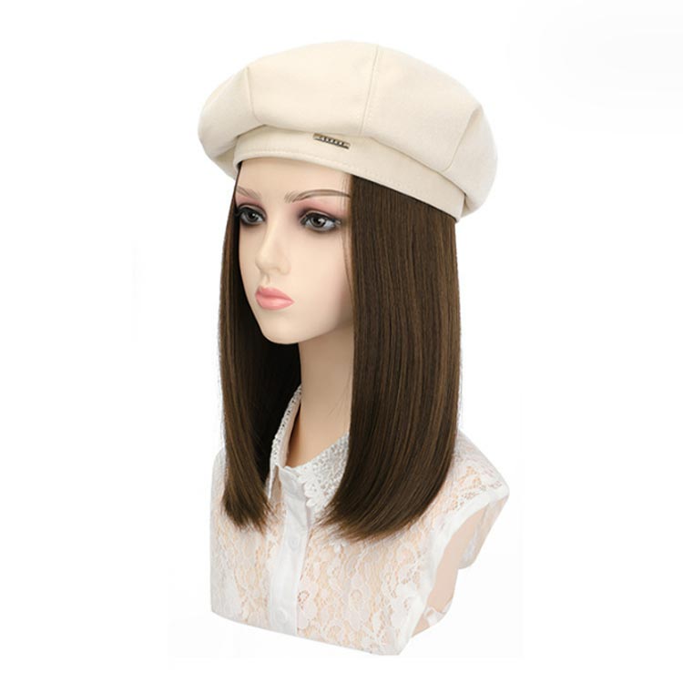 ベレー帽 かつら ウィッグ付き帽子 帽子 ストレート セミロング 髪付き帽子 ベレー帽ウィッグ ベレー帽付きウィッグ レディース 抗がん剤治療 医療用 コスプレ 仮装 変装 秋冬 韓国ファッション 帽子付きウィッグ 医療用