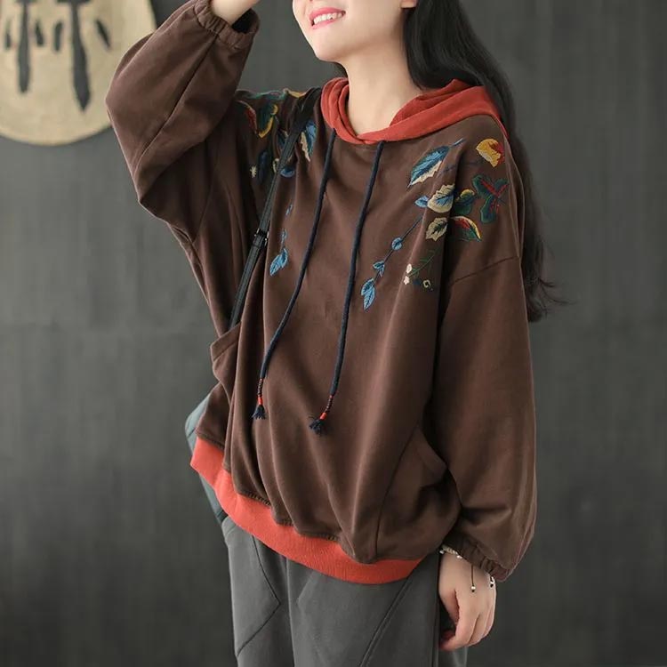 刺繡 長袖 フード付き 春秋 M トレーナー 3XL レディース パーカー パーカープルオ...