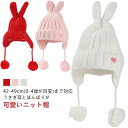 ニット帽 キッズ ベビー 女の子 うさ耳 ウサギ 耳当て うさぎ 兎 ラビット 白 ホワイト ピンク ふわふわ 帽子 ぼんぼん ボンボン 秋 冬 子供用 可愛い 裏起毛 裏ボア テーマパーク 遊園地 幼稚園 保育園 未就学 通園 通学 1歳 2歳 3歳 4歳 5歳 6歳 42-49cm