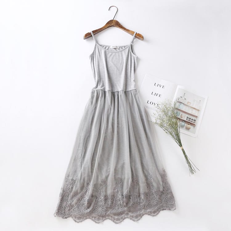 ペチコート ワンピース レディース ロングワンピース チュールワンピース キャミワンピース レディース インナーワンピース チュール レース タンクトップ キャミソール 2タイプ 刺繍 ペチワンピース コーデ 重ね着 柔らか 送料無料