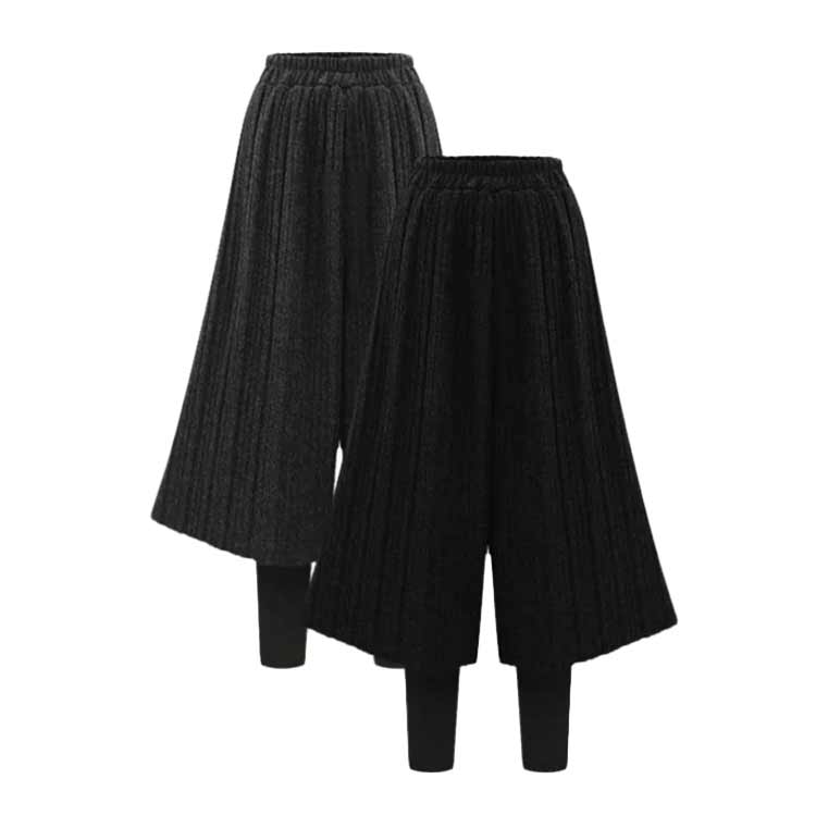ワイドパンツ 裏シャギー 裏起毛 0分丈 レギンス ニットパンツ リラックスパンツ ...