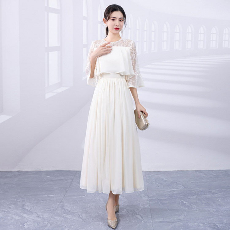 結婚式 レース ドレス ロング レース袖 演奏会 食事会 S ロングワンピース 袖あり フォーマル ワンピース 2XL レディース お呼ばれ デート 女子会 全13色 成人式 同窓会 謝恩会 無地 体型カバー XS 発表会 M L XL パーティードレス