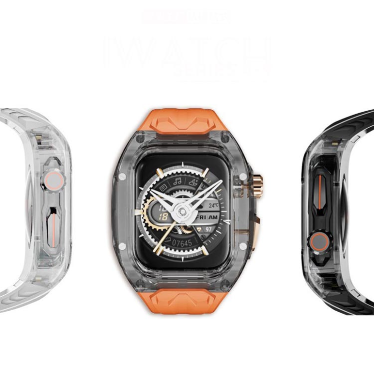 Watch9 7/6/5/4/SE ビジネス 一体型バンド 8 バンド クリアケース iwatch 交換ベルト アップルウオッチ Apple 時計ベルト 替えベルト スマートウォッチバンド ケース一体型 高級感 アップルウォッチ