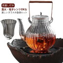 茶碗 急須 セット 2人 ティーポット 耐熱ガラス 直火 茶こし付き ガラスティーポット ガラス製ポット 700ml 手作り レトロ おしゃれ 菊モデル 銅製持...