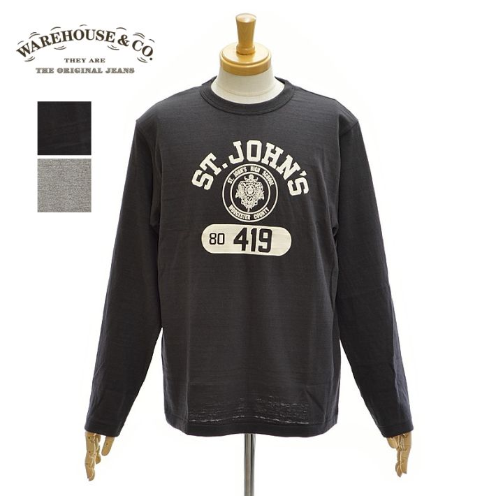 Rakuten - ウエアハウス Lot.5906「ST.JOHN'S」 長袖 Tシャツ ロンT クルーネック セットインスリーブ スラブ生地 ノンウォッシュ WAREHOUSE [メール便可]