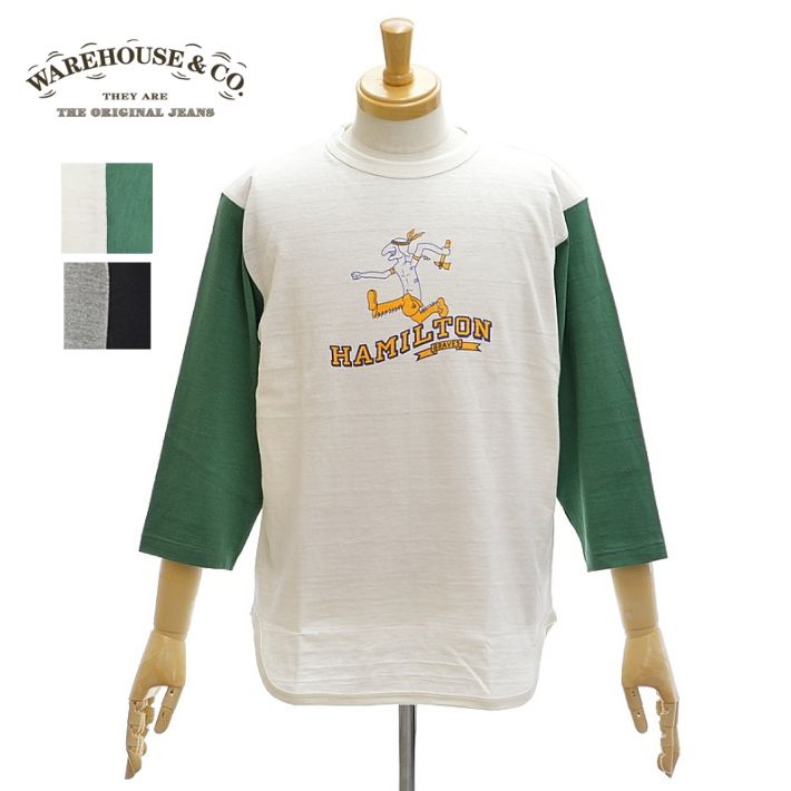 ウエアハウス Lot 4800「HAMILTON」7分袖 ベースボールTシャツ メンズ WAREHOUSE