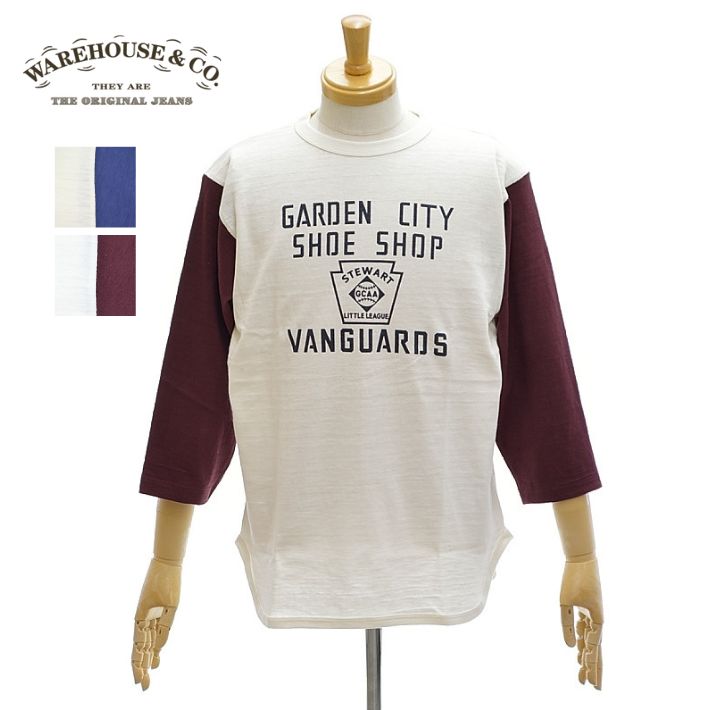 ウエアハウス Lot 4800「GARDEN CITY」7分袖 ベースボールTシャツ メンズ WAREHOUSE