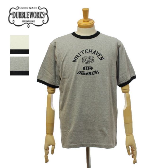 Rakuten - ダブルワークス 34006 「WHITEHAVEN」 5.4ozラフィスラブ天竺 リンガーTシャツ 半袖 クルーネック メンズ DUBBLE WORKS