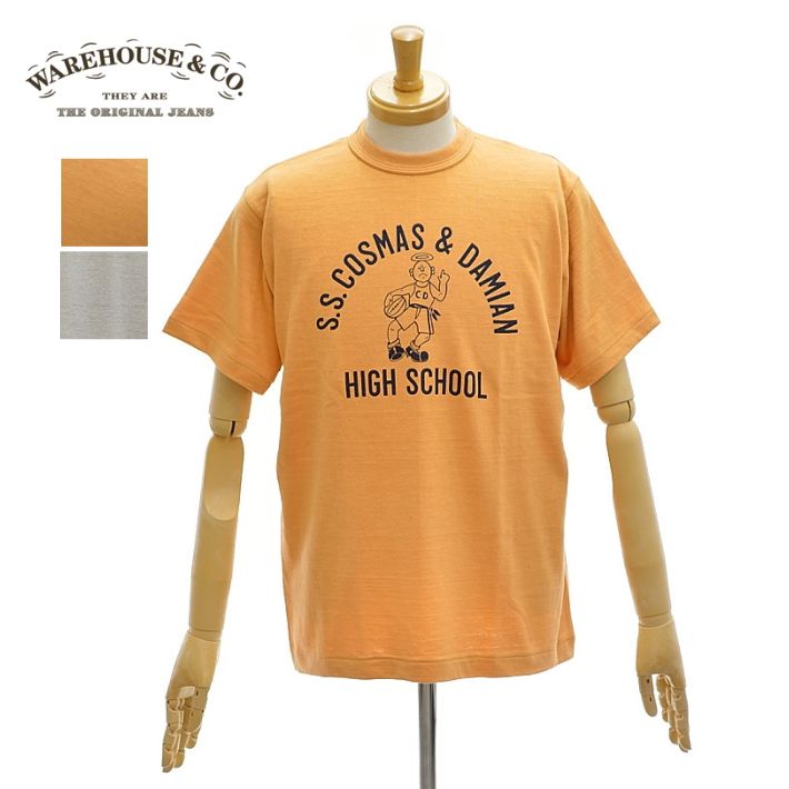 ウエアハウス Lot.4601「S.S.COSMAS&DAMIAN」Tシャツ クルーネック 半袖 ノンウォッシュ メンズ WAREHOUSE