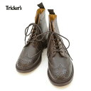 トリッカーズ 5180 カントリーブーツ ウイングチップ 7ホール レザーソール ダークブラウン レディース Tricker's WING TIP BOOTS ...