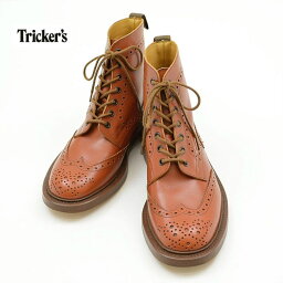 トリッカーズ トリッカーズ M2508 カントリーブーツ ウイングチップ 7ホール レザーソール モカシンブラウン メンズ Tricker's WING TIP BOOTS MOCCASIN BROWN