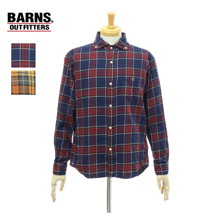 バーンズ BR-23331 ビエラ フェードチェックシャツ 長袖 メンズ BARNS OUT FITTERS