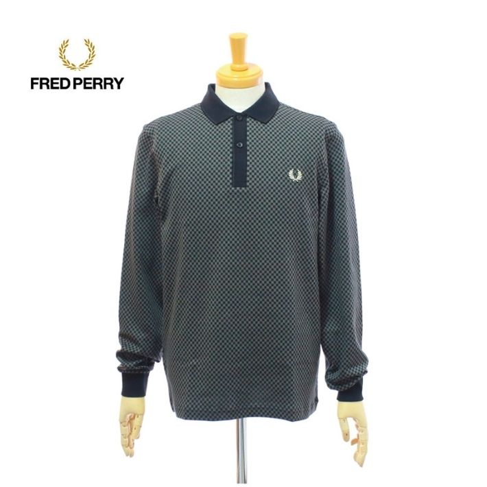 フレッドペリー M6592 マイクロチェッカーボード柄 長袖 ポロシャツ メンズ MICRO CHEQUERBOARD POLO SHIRT FRED PERRY