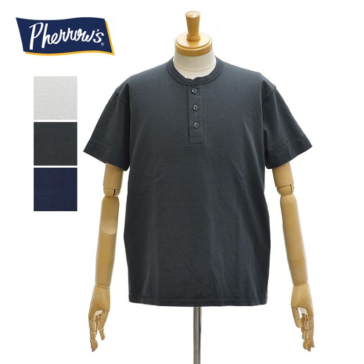 Henry Neck - フェローズ PHNT Tシャツ ヘンリーネック 半袖 3つボタン メンズ TEE PHERROW'S　[メール便可]