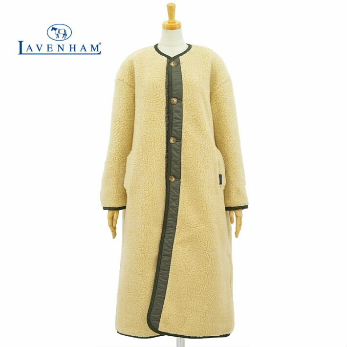 ラベンハム シェルパロングコート SLJ9123 エクル/オリーブグリーン ボア×ラブンスター ボアコート SHERPA LONG COAT ECRU/OLIVE GREEN レディース LAVENHAM