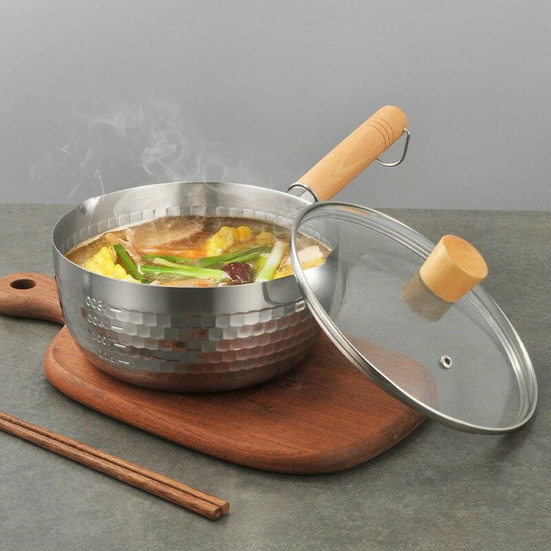 蓋付き ステンレス製 目盛り付き 家庭用 蓋付きタンブラー 蓋付きマグカップ 蓋付きゴミ箱 雪平鍋 18cm..