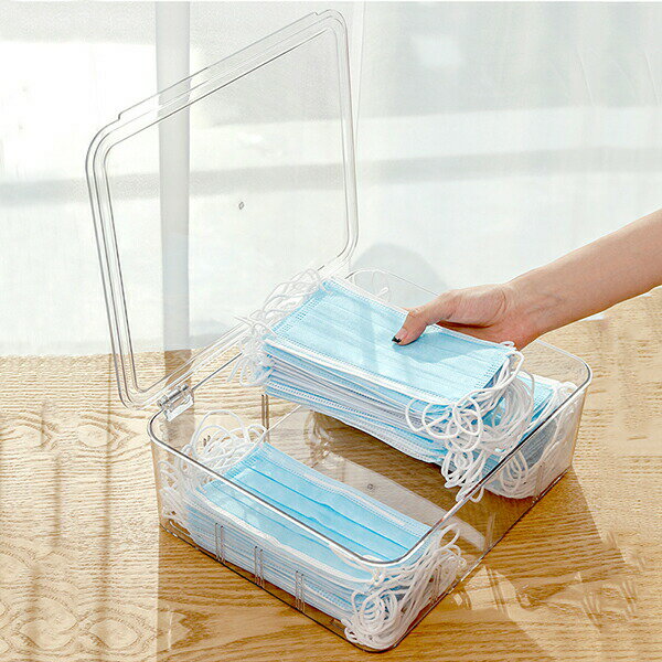 マスクケース 大容量 透明 蓋付き マスクストッカー マスク収納 使い捨てマスク入れ マスク保管 玄関収..