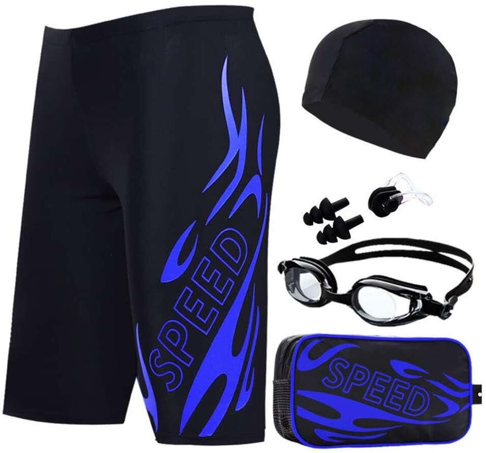 メンズ水着 メンズ競泳水着 メンズ フィットネス水着 メンズ 6点セット 競泳水着 スイミングゴーグル スイムキャップ ノーズクリップ 耳栓 セット 男性