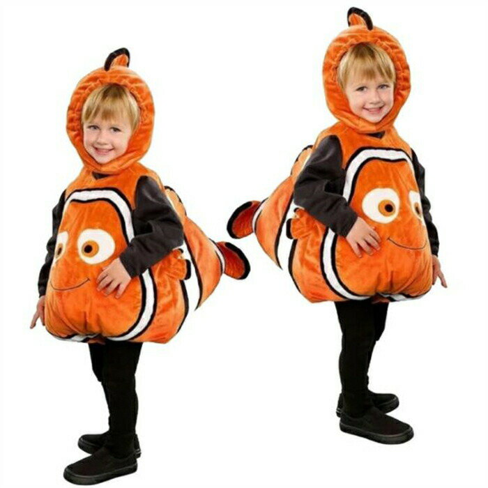 動物衣装 子供用 魚コスプレ 【ニモ風 帽子付き】 着ぐるみ ハロウィン衣装 パーテ...