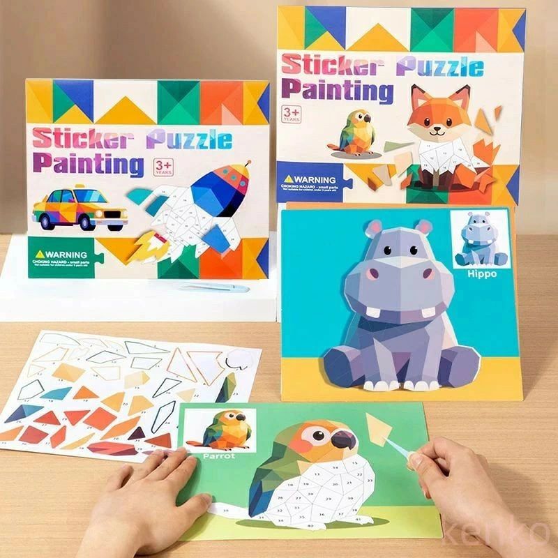 パズル 貼り絵 知育玩具 幼児 工作 手作り DIY キット ステッカー おもちゃ 子供向け 幼稚園 年少 年中 年長 集中力 創造力 想像力