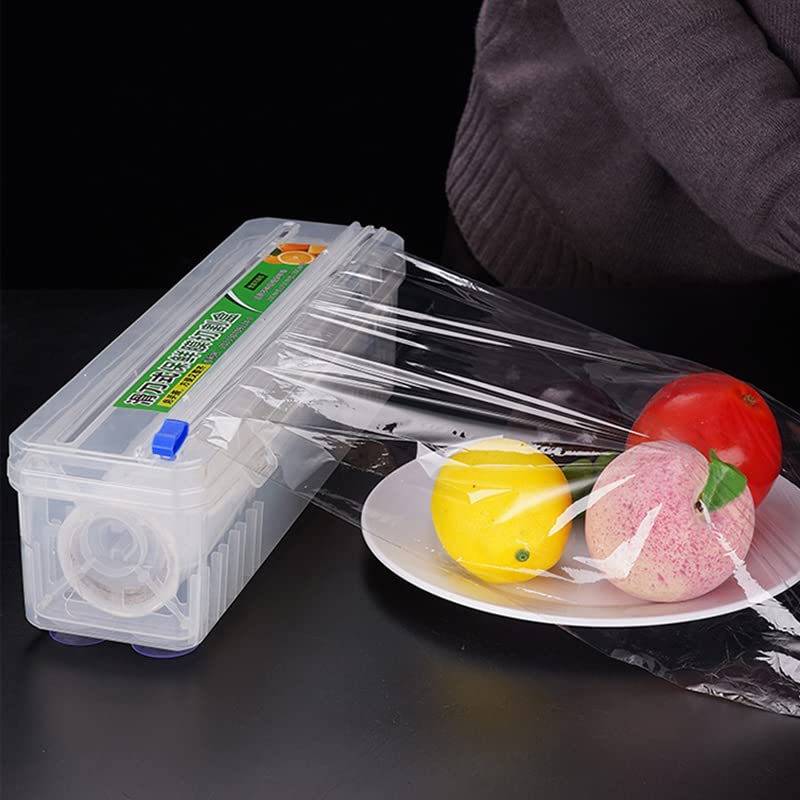 食品用ラップスライドカッター スライドカッタークリングフィルムラップディスペンサー付きホームフードラップディスペンサープラスチックシャープカッター収納ホルダーキッチンツール