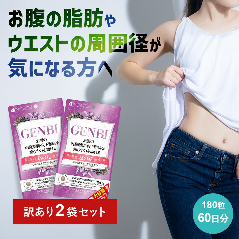 【訳あり54%OFF】2袋セット 大容量 GENBI ( げんび ) サプリ 1袋180粒(60日分) ダイエット 内臓脂肪 皮下脂肪 脂肪吸収を抑える 葛の花...