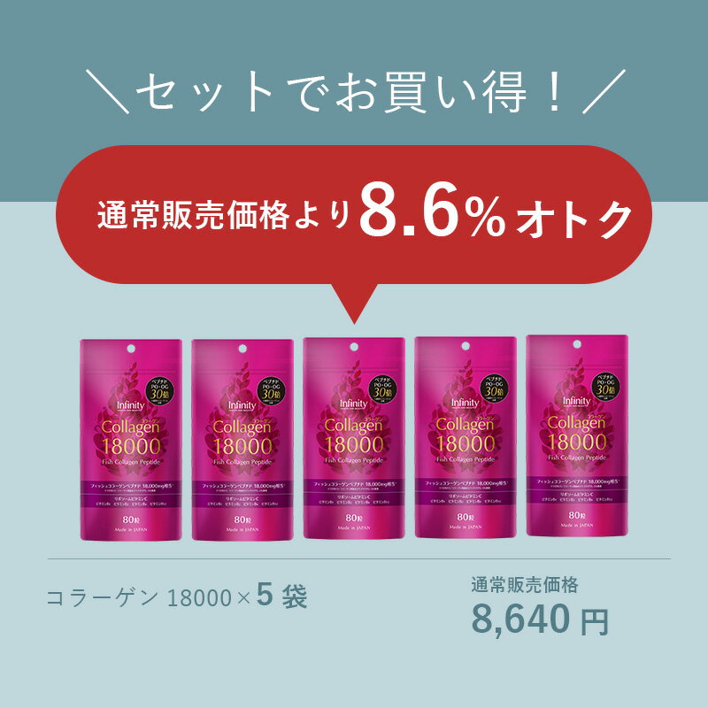 【まとめ買い割】5袋セット コラーゲン18000（80粒・約20日分） 2