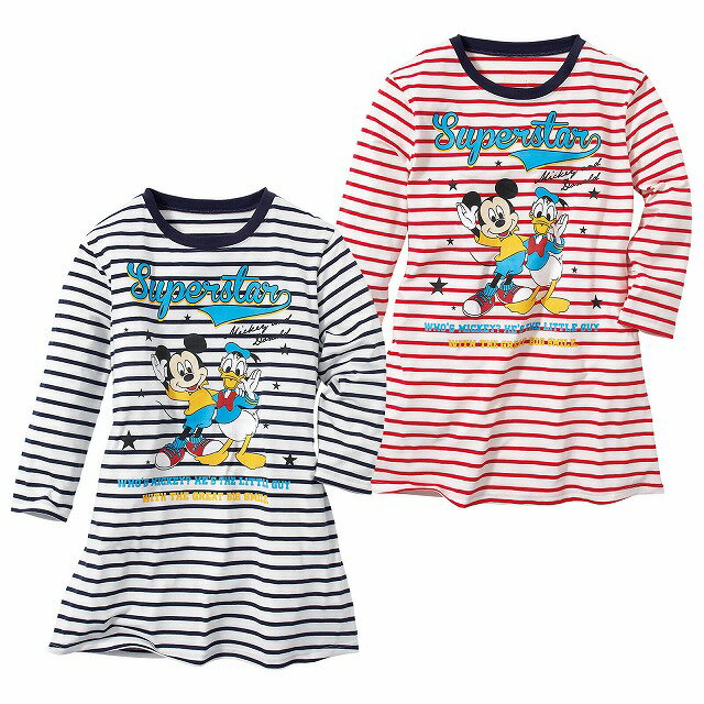 大特価品★[ディズニー]ボーダー7分袖AラインTシャツ医療用 ナース 看護師 介護士 アンファミエのサムネイル