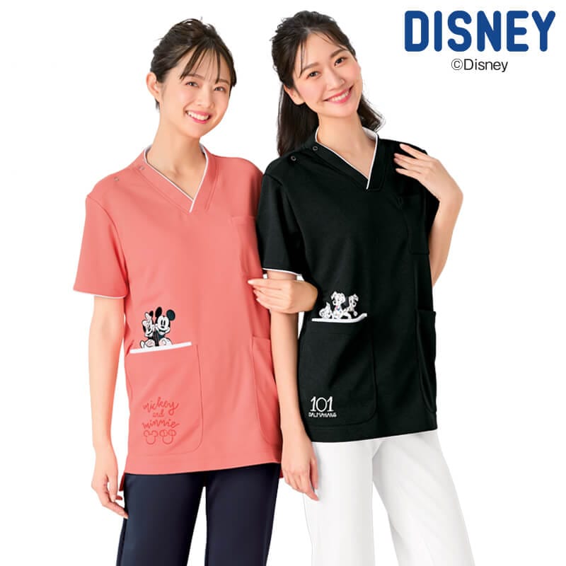 ディズニー 配色刺繍スクラブスクラブ 白衣 かわいい グッズ 医療 ナース服 医療用 レディース 女性 半袖 看護師 調理 ナース 介護士 ランキング おすすめ アンファミエ