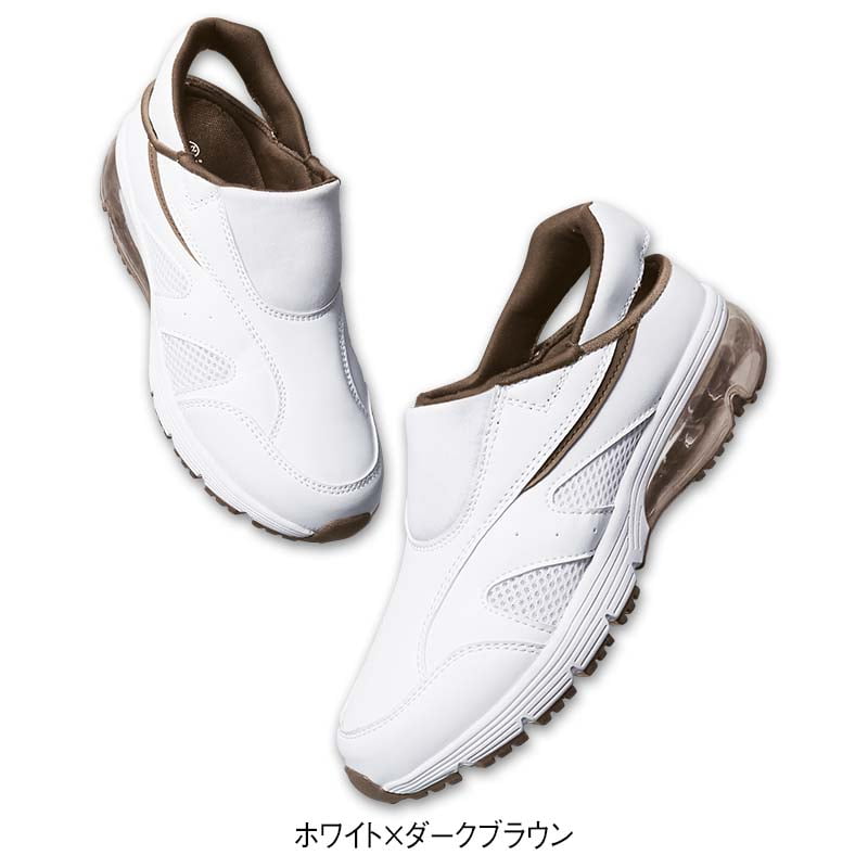 脱ぎ履きかんたんバックバンドエアーシューズナースシューズ 疲れにくい 白 レディ...