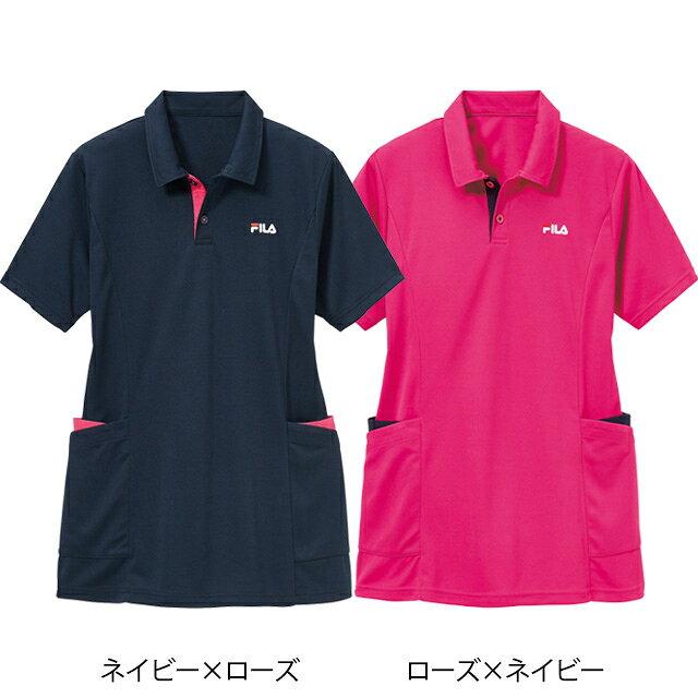 [FILA]配色レディースポロシャツ速乾 作業着 作業服 清掃 涼しい ポロシャツ ポケ...