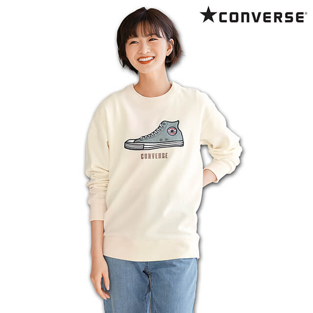 全品ポイント5倍 5/9 20:00-5/10 23:59■[CONVERSE]裏毛シューズワッフルアップリケスウェット医療用 ナ..