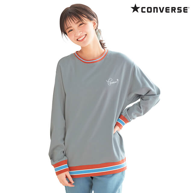 [CONVERSE]裏毛配色ラインリブスウェットコンバーストレーナーレディース 女性 かわいい 可愛い おしゃ..