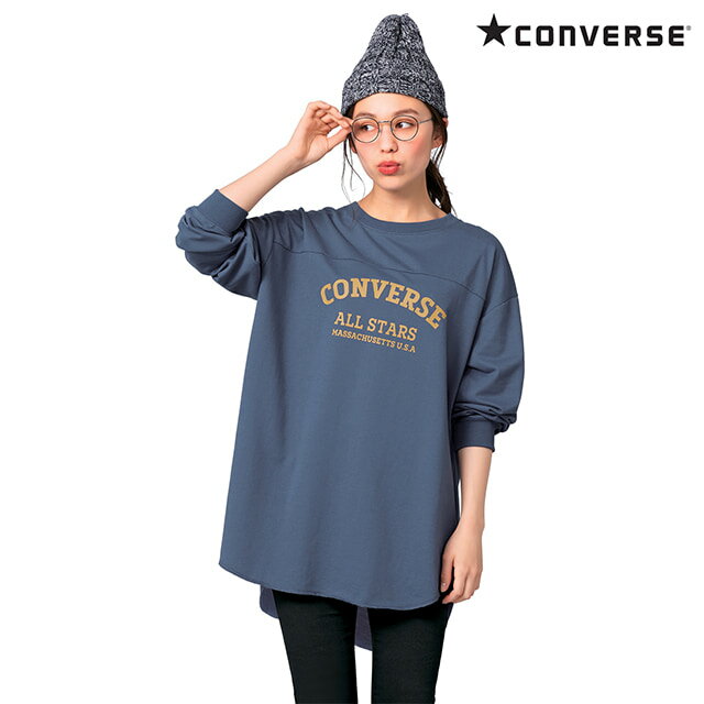 全品ポイント5倍 7/19 20:00-7/20 23:59■[CONVERSE]ミニ裏毛フットボール長袖Tシャツ