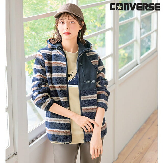 [CONVERSE]ボアフリースボンディングジャケットコンバース アウター レディース かわいい 可愛い おしゃれ 保育士 訪問看護 訪問介護 アンファミエ