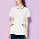 【32%OFF】シルキードライギャバ テープ配色衿付ジャケットナース服 白衣 ナースウェア 医療用 ナース 看護師 介護士 クリニック 歯科医 アンファミエ