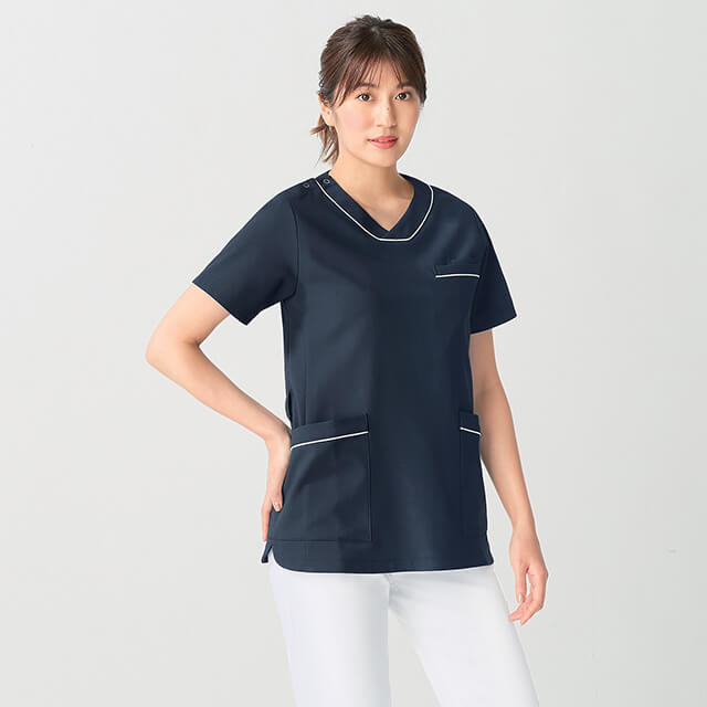 テフロン加工ムレずに超はっ水&防汚 ストレッチ肩スナップスクラブ(男女兼用)スクラブ 白衣 医療 ナース服 医療用 レディース メンズ 女性 男性 半袖 看護師...