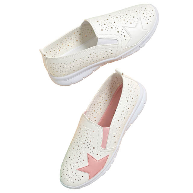 星柄パンチングデザインスリッポンシューズ(低反発中敷付き)