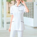 全品ポイント5倍 7/19 20:00-7/20 23:59■ソフトピケ綿混トリコット ショールカラーパイピングジャケット医療 ナース 看護 介護 白衣 ジャケ...