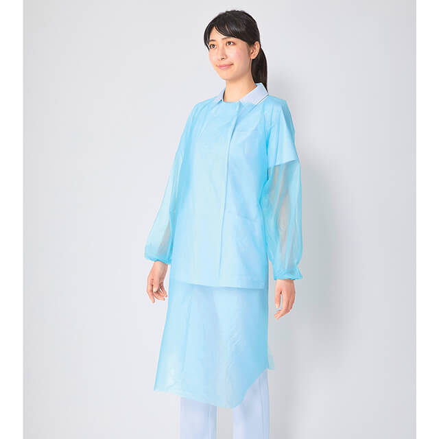 フジ ポリエプロン袖付(25枚入り)保育士 エプロン ナース ナースエプロン 使い捨て 医療用 クリニック 歯科衛生士 看護師 介護士 保育士 アンファミエ