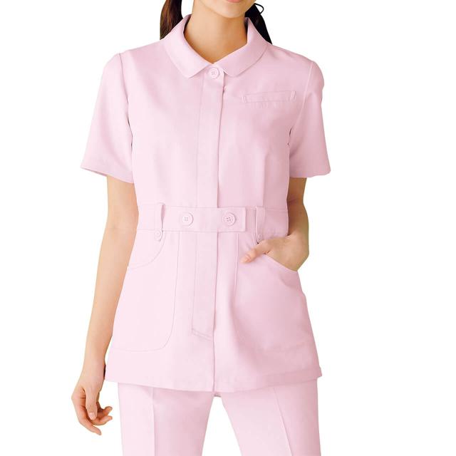 全品ポイント5倍 5/15 0:00-23:59■【54％OFF】パウダータッチ ベルトループジャケットナース服 白衣 ナースウェア 医療用 ナース 看護師 介護士 クリニック 歯科医 アンファミエ